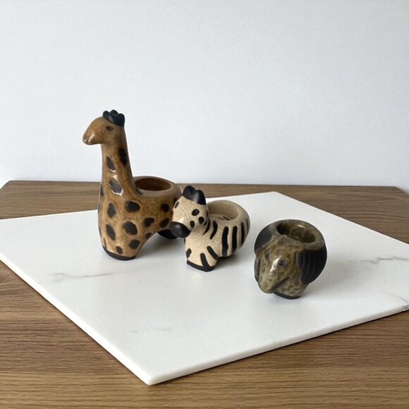 Pier 1 Imports Giraffe, Elephant and Zebra Tea light holders - Picture 1 of 16
